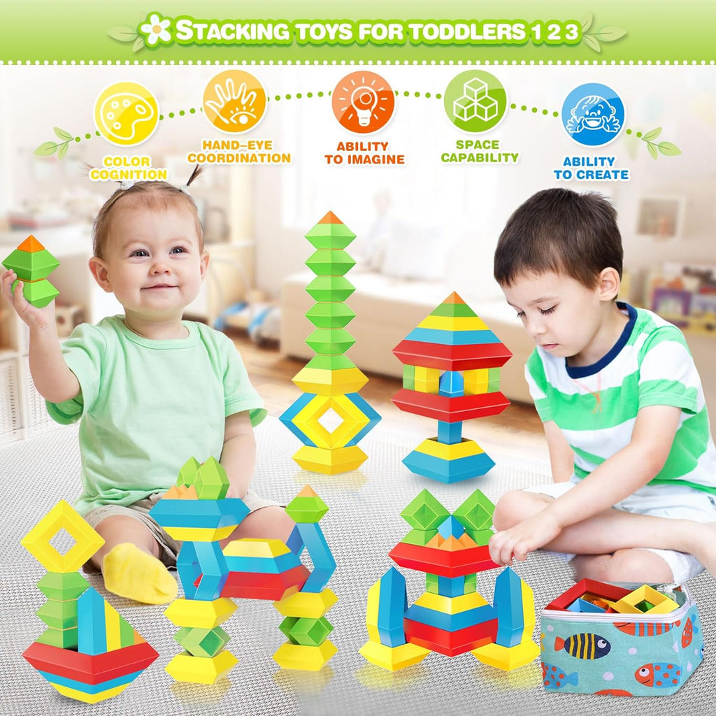 Educational Toddler Pyramid Stacking Blocks (15 Pcs) – trendytoysco