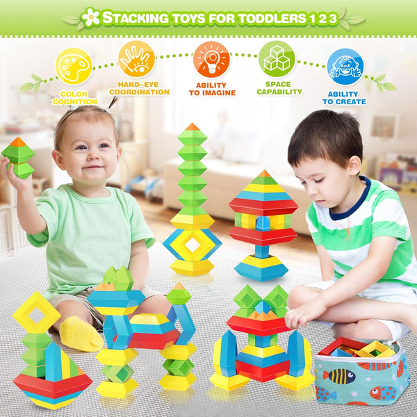 Educational Toddler Pyramid Stacking Blocks (15 Pcs)